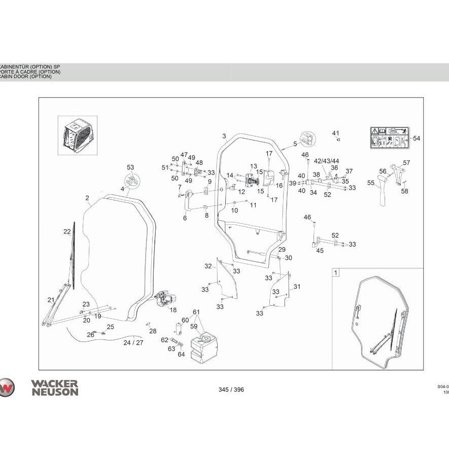 WACKER NEUSON SKID STEER DOOR GLASS | 1000340940